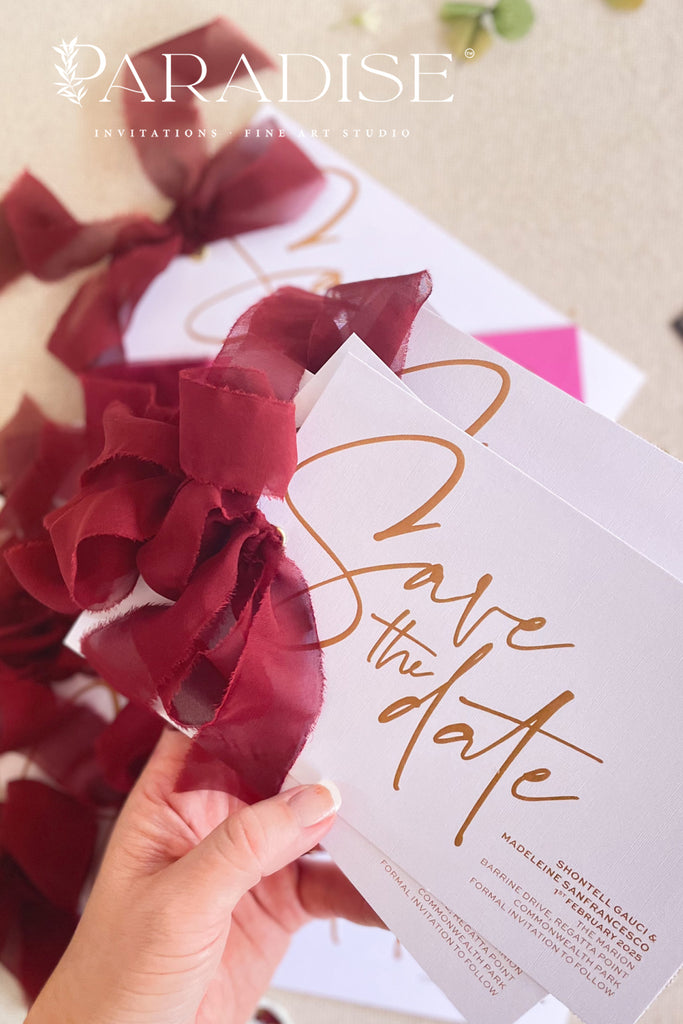 Adeline Silk Ribbon Save the Date Cards