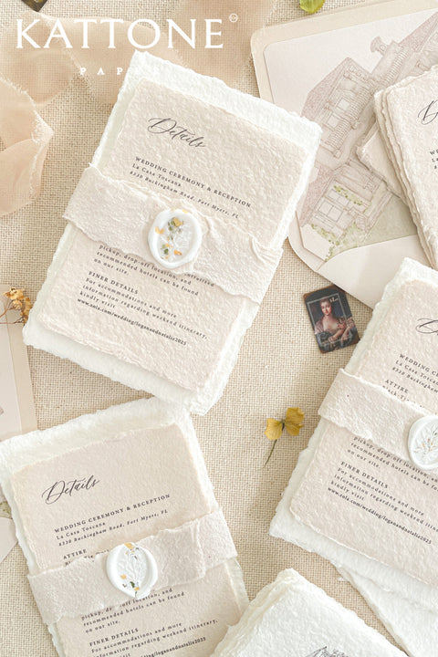 Announce your special day with a personal and artistic touch with this beautiful wedding invitations suite. Featuring a one-of-a-kind custom venue illustration watercolor, hand-painted to capture the unique charm of your location. The artwork is printed on luxurious almond natural handmade paper, a soft, tactile paper that perfectly complements the fine-art style. The result is a stunning and memorable first impression for your guests.