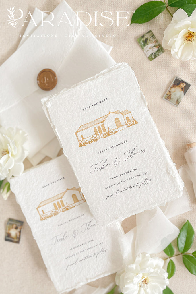 Izabella Handmade Paper Save the Date Cards