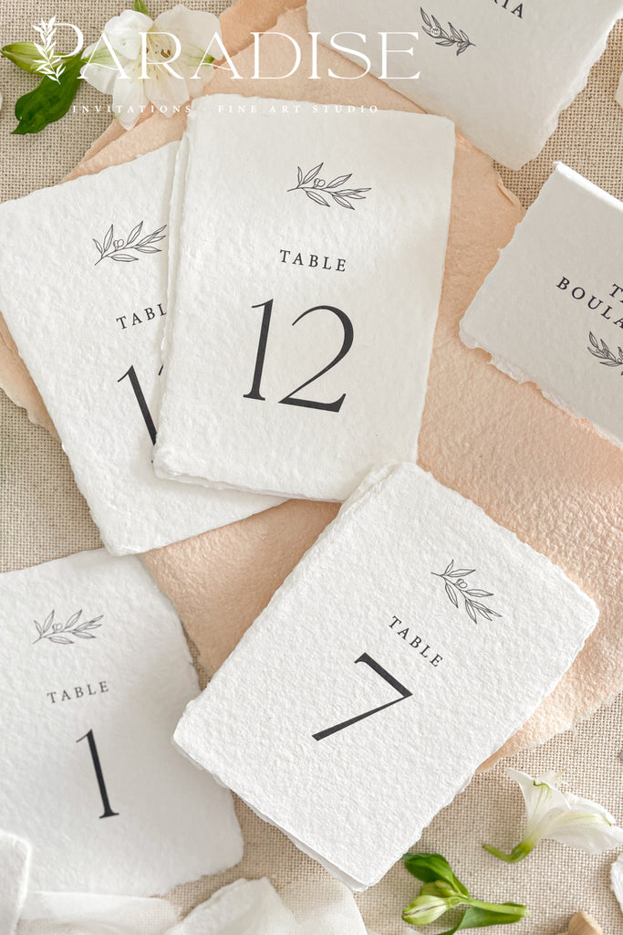 Sonnet Handmade Paper Table Numbers