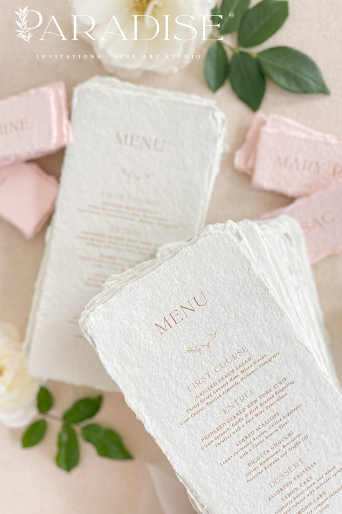 Maia Handmade Paper Wedding Menus