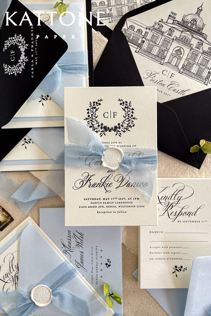 Amalfi Monogram Wedding Invitation Sets