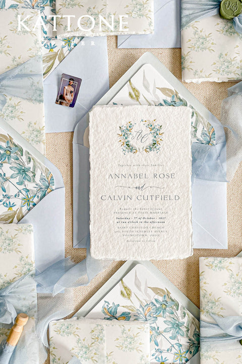 Set a sophisticated and thoughtful tone for your coastal celebration with these unique wedding invites. Perfect for a beach wedding, this suite features a classic navy theme with a beautifully designed wedding timeline to guide your guests through your special day. The elegant calligraphy design adds a touch of classic romance, while the eco-conscious materials ensure your stationery is a beautiful and responsible choice for your special day.