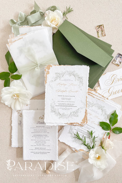 Announce your special day with the serene beauty of our garden wedding stationery set. This collection features a delicate golden leaf on each invite, adding a touch of timeless elegance and luxury. Perfect for a lush garden ceremony, an intimate outdoor reception, or any couple who appreciates a subtle yet romantic and sophisticated aesthetic. The unique design of this timeless romantic stationery is sure to set a beautiful and memorable tone for your celebration.