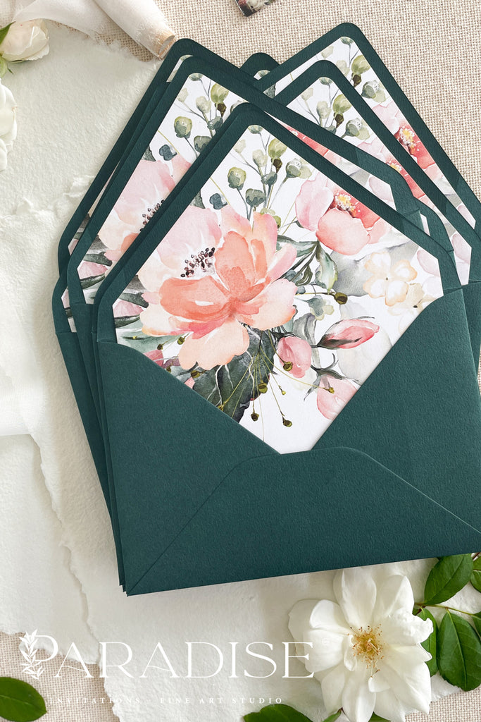 Emerald Envelopes and Floral Liners