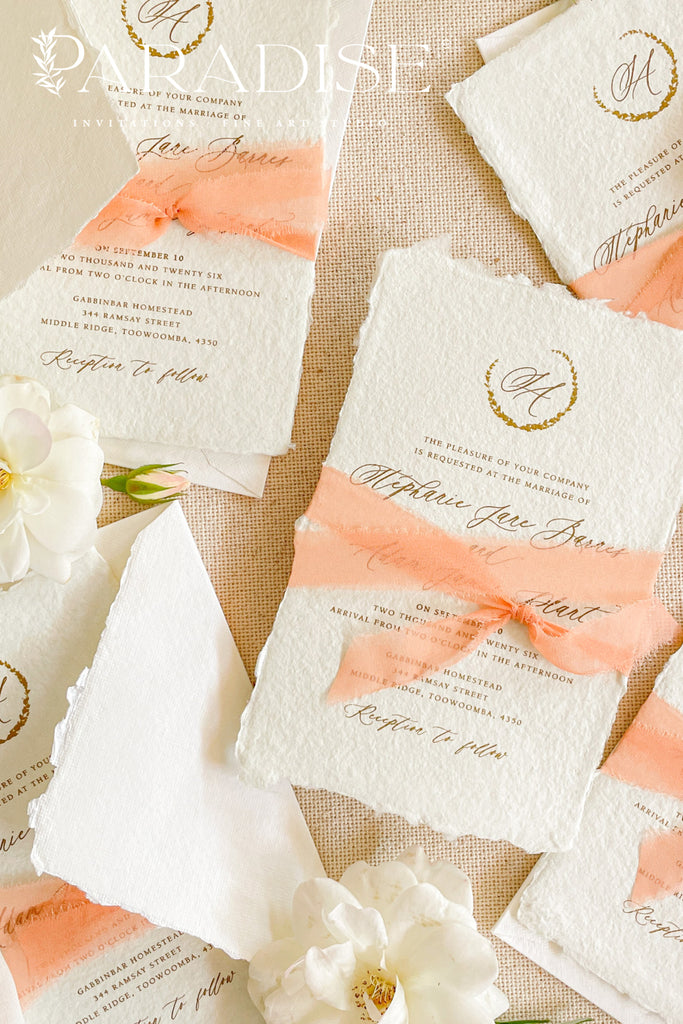 Sara Colored Handmade Paper Wedding Invitation Sets