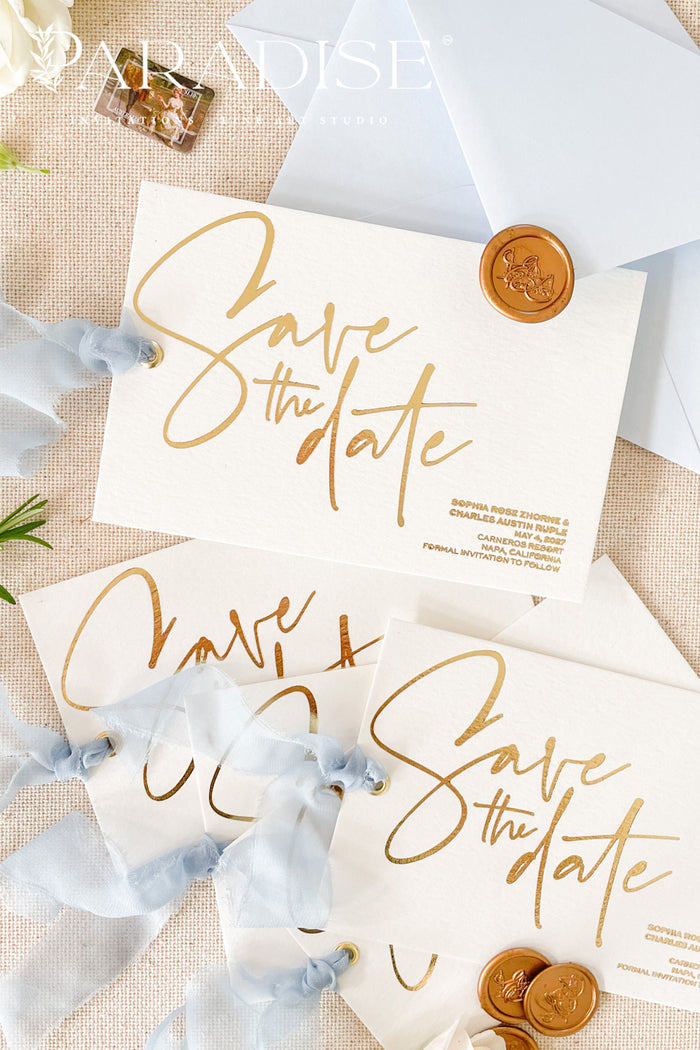 Brynlee Real Gold Foil Save the Date Cards