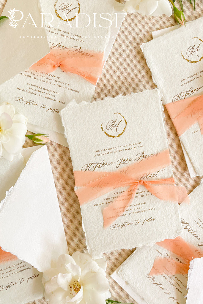 Sara Colored Handmade Paper Wedding Invitation Sets