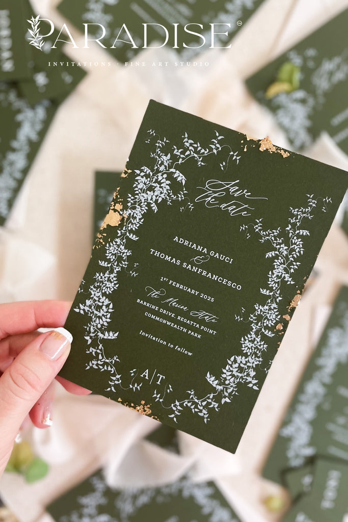 Ella Gold Leaf Save the Date Cards