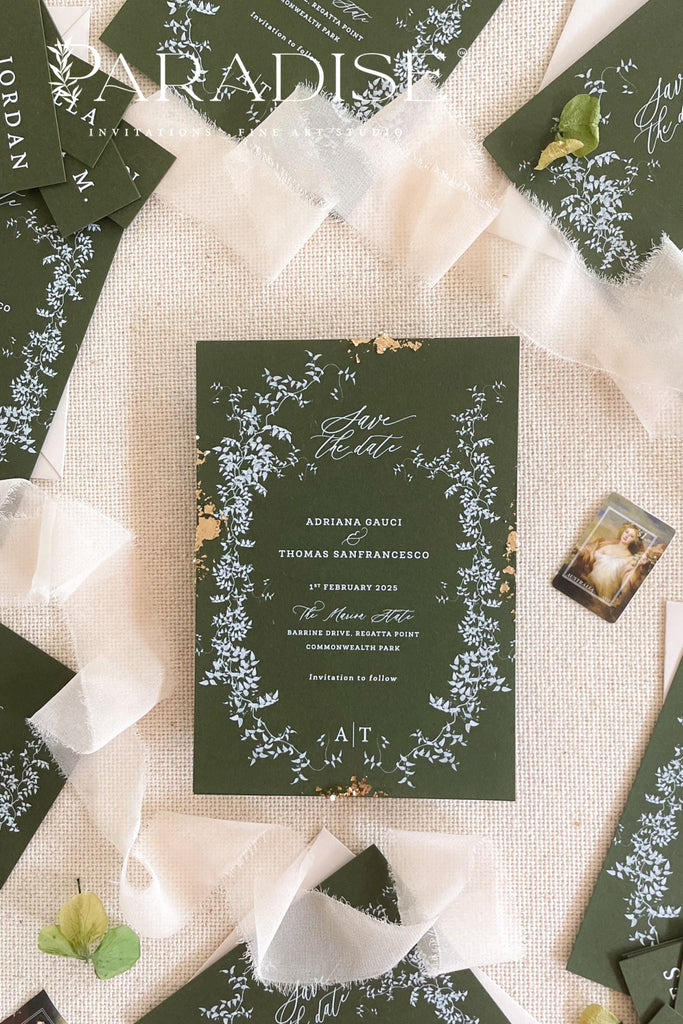 Ella Gold Leaf Save the Date Cards