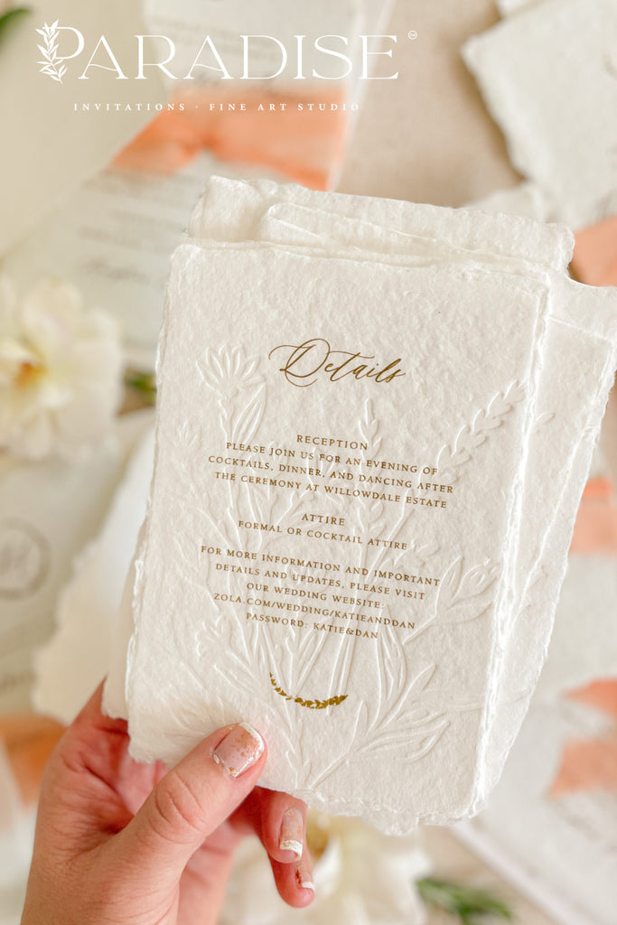 Sara Colored Handmade Paper Wedding Invitation Sets