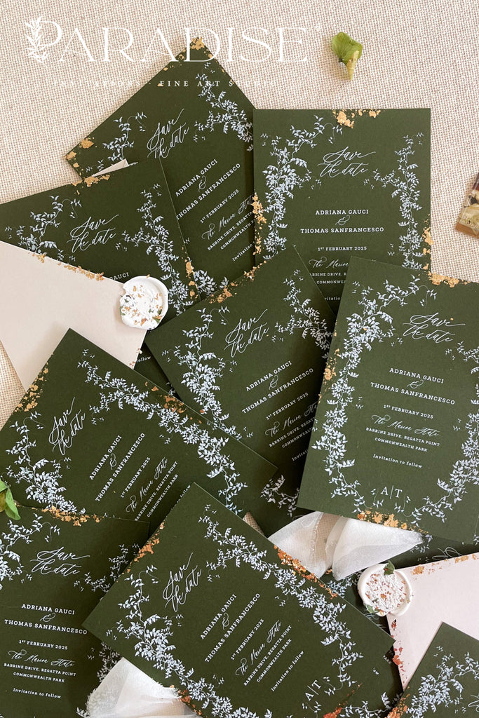 Ella Gold Leaf Save the Date Cards