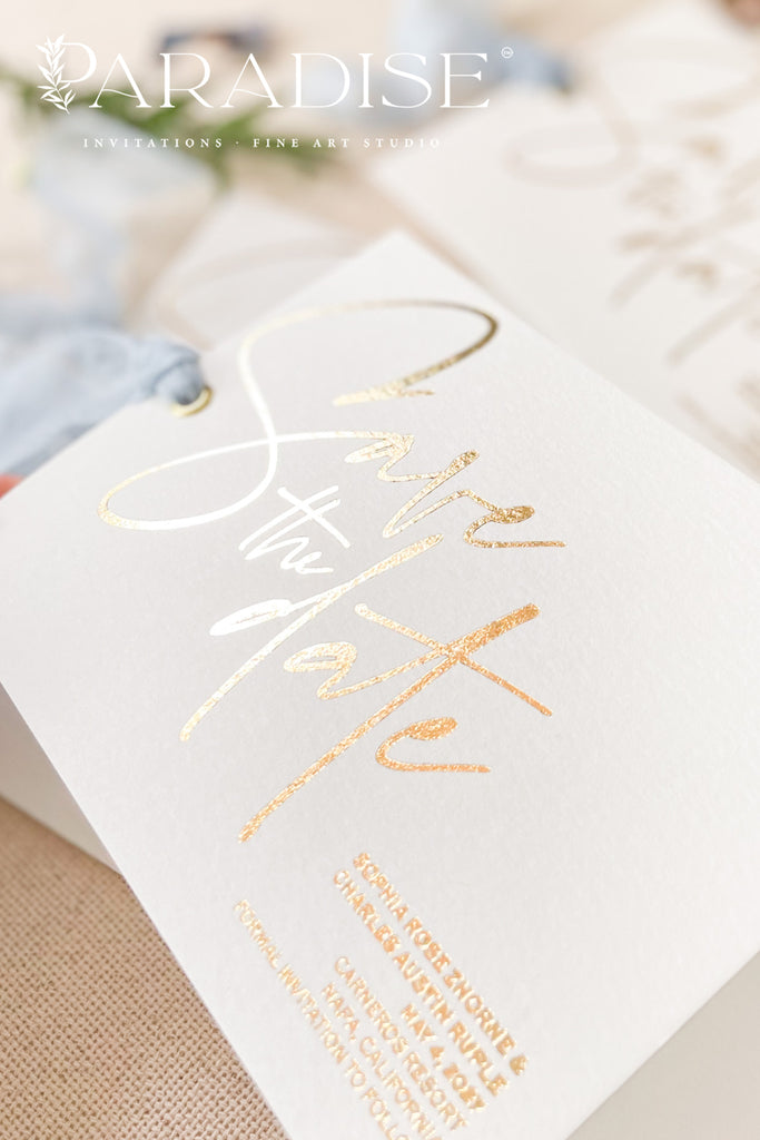 Brynlee Real Gold Foil Save the Date Cards