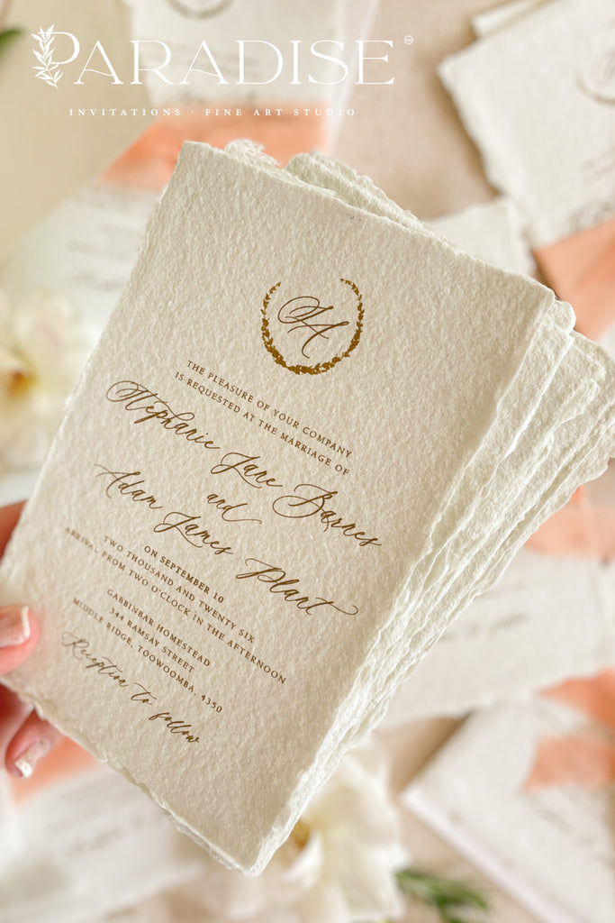 Sara Colored Handmade Paper Wedding Invitation Sets