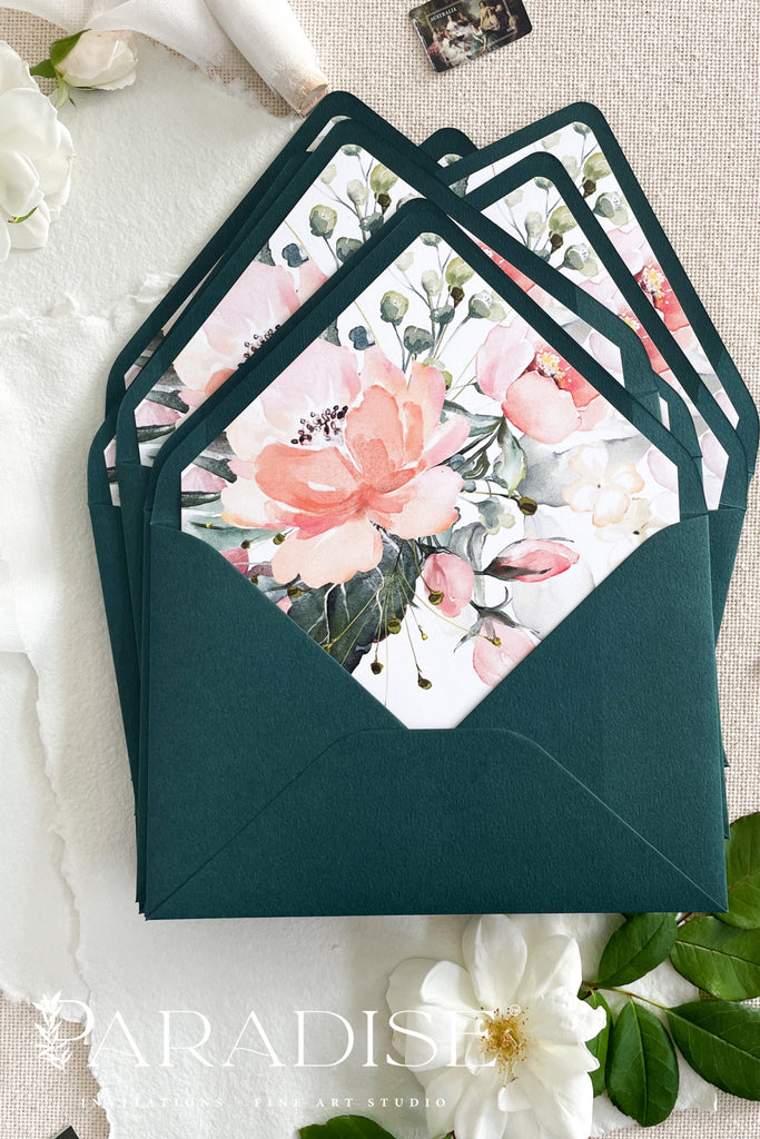 Emerald Envelopes and Floral Liners