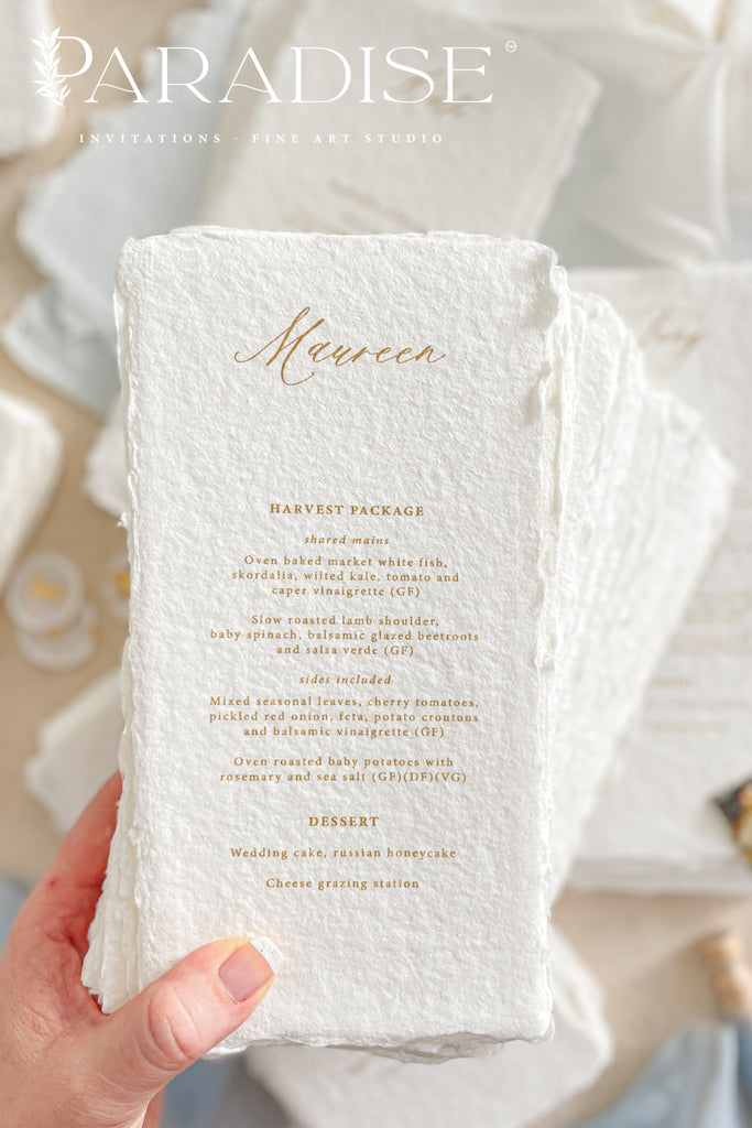 Alessa Handmade Paper Wedding Menus