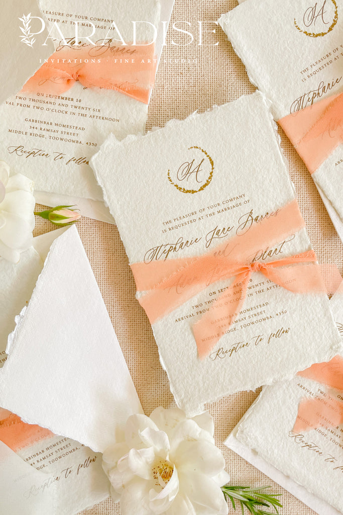 Sara Colored Handmade Paper Wedding Invitation Sets