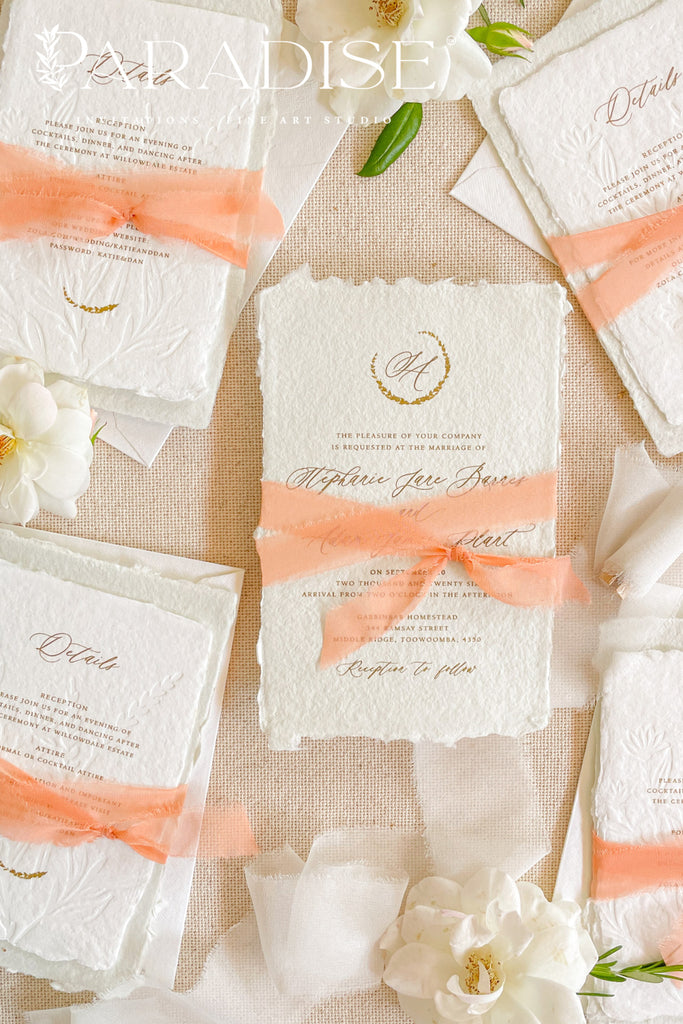 Sara Colored Handmade Paper Wedding Invitation Sets