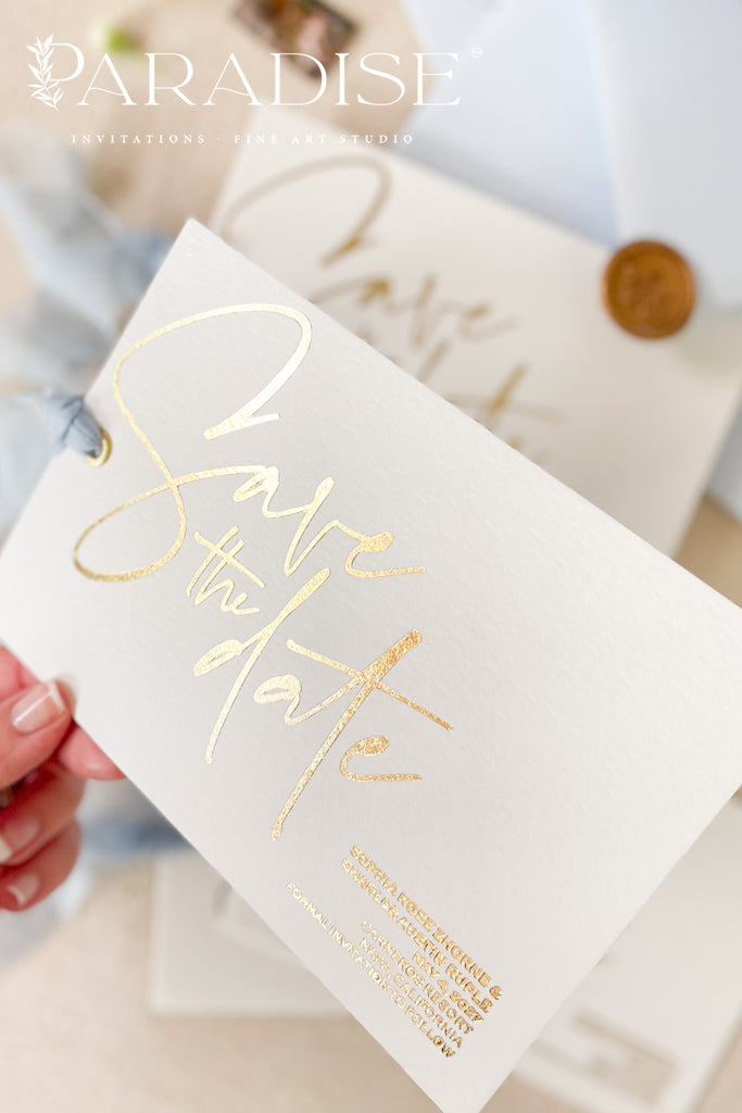 Brynlee Real Gold Foil Save the Date Cards