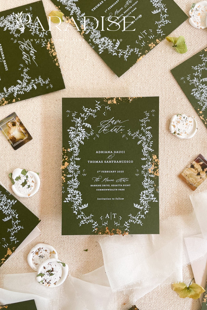 Ella Gold Leaf Save the Date Cards