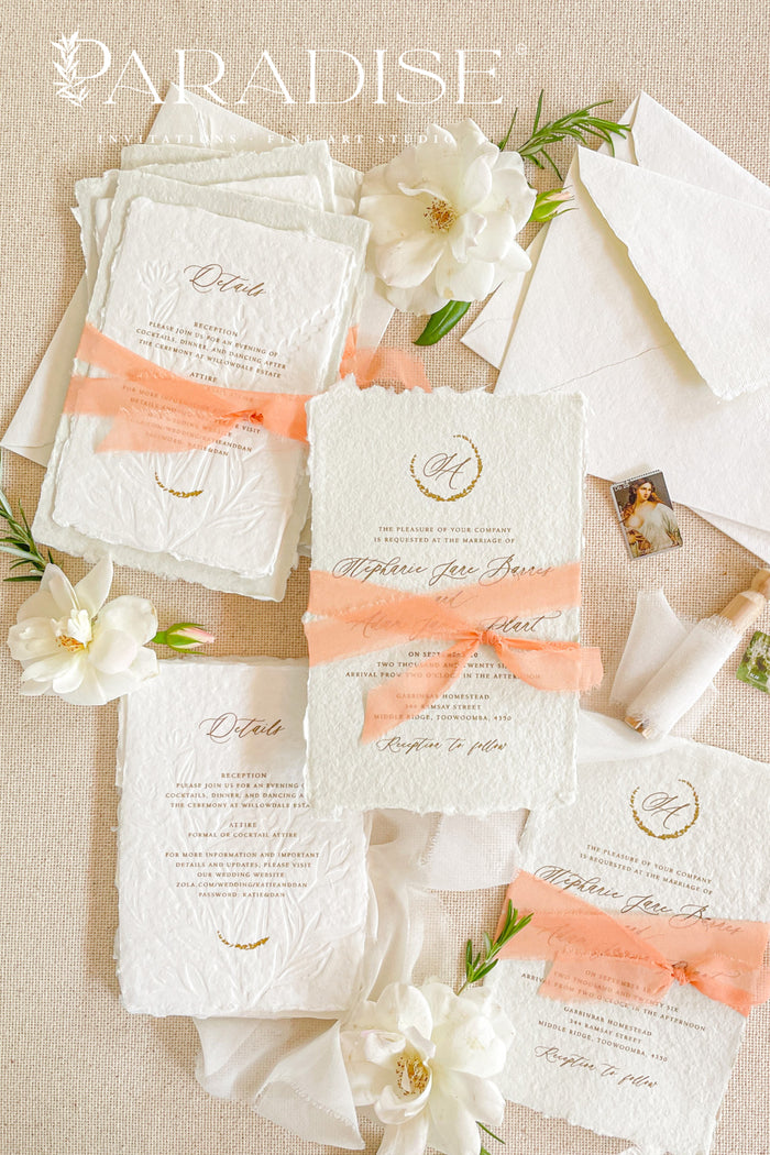 Sara Colored Handmade Paper Wedding Invitation Sets