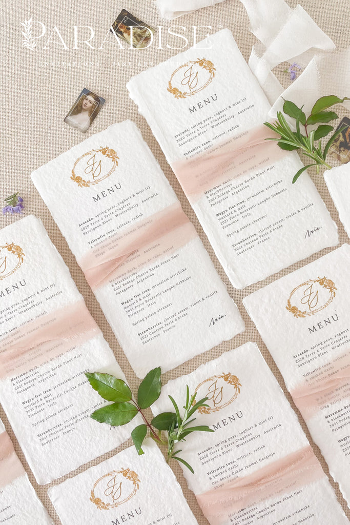 Kylie Handmade Paper Wedding Menus