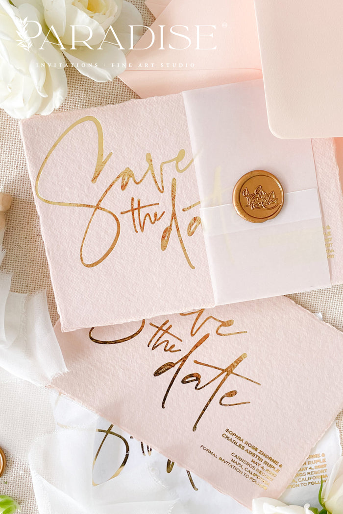 Amira Real Gold Foil Save the Date Cards