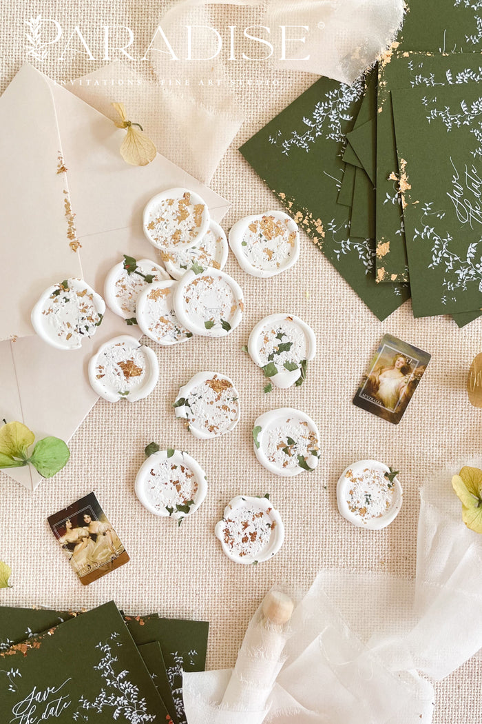 White Wax Seals with Dry Leaves