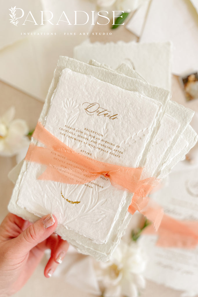 Sara Colored Handmade Paper Wedding Invitation Sets