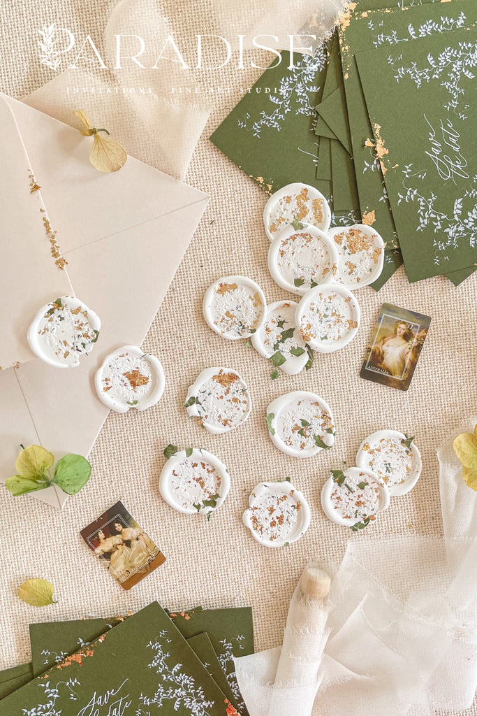 White Wax Seals with Dry Leaves