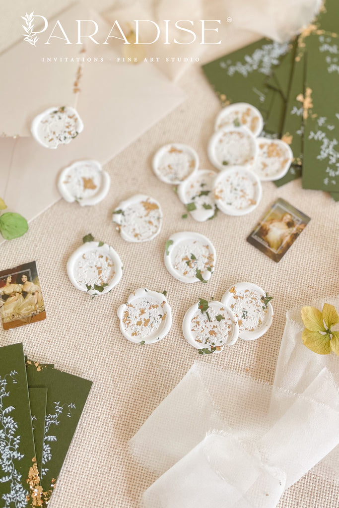 White Wax Seals with Dry Leaves