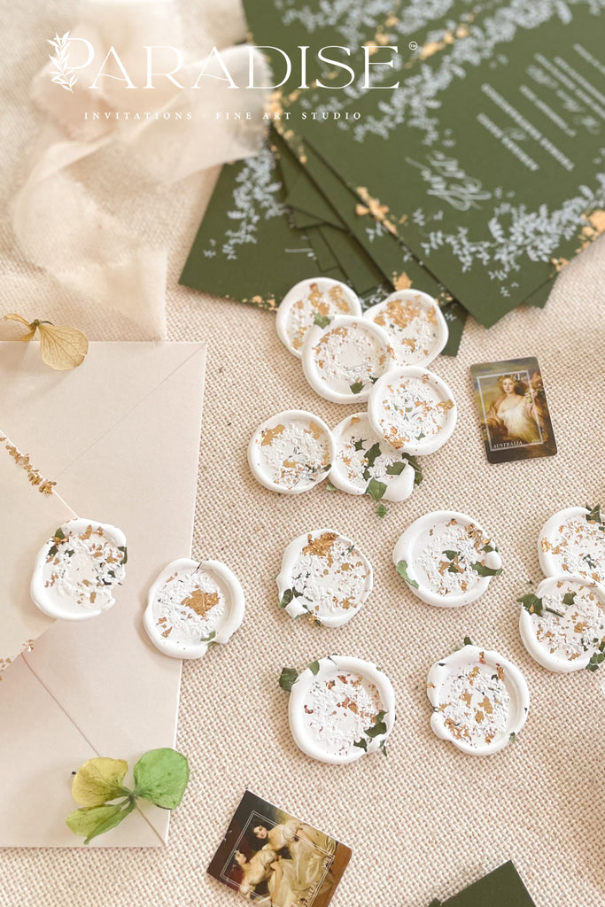 White Wax Seals with Dry Leaves