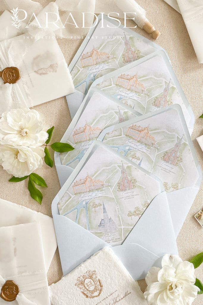 Light Sky Envelopes and Custom Watercolor Map Liners