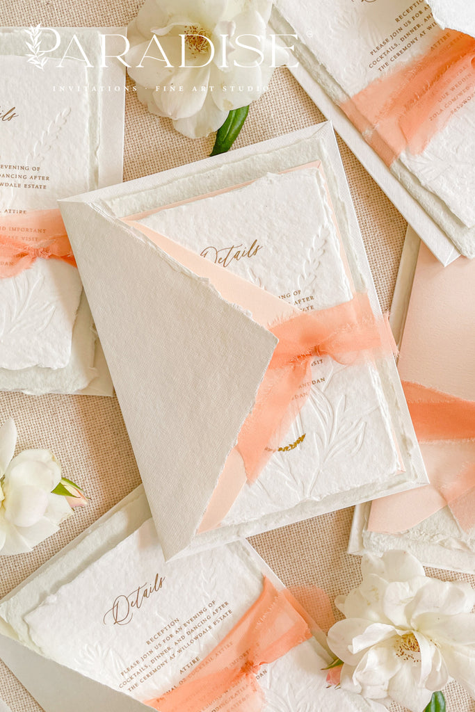 Sara Colored Handmade Paper Wedding Invitation Sets