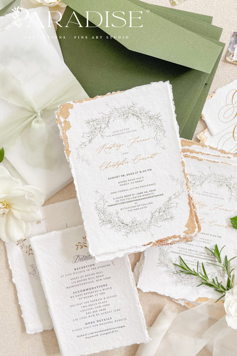 Announce your special day with the serene beauty of our garden wedding stationery set. This collection features a delicate golden leaf on each invite, adding a touch of timeless elegance and luxury. Perfect for a lush garden ceremony, an intimate outdoor reception, or any couple who appreciates a subtle yet romantic and sophisticated aesthetic. The unique design of this timeless romantic stationery is sure to set a beautiful and memorable tone for your celebration.