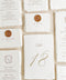 Crafted from premium handmade cotton paper with natural deckle edges, these table numbers bring refined elegance to any wedding tablescape. The flowing gold numeral design adds a touch of luxury, while the soft texture and artisanal character of the paper create a timeless, heirloom feel. Perfect for classic, romantic, and modern elegant celebrations, this piece blends practicality with the beauty of true craftsmanship.