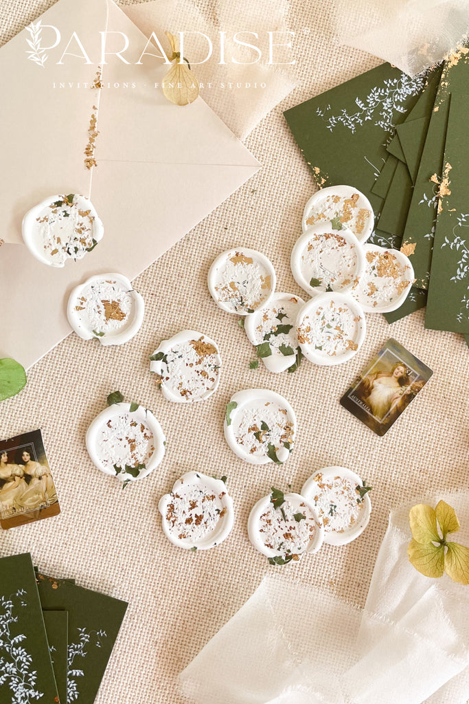 White Wax Seals with Dry Leaves