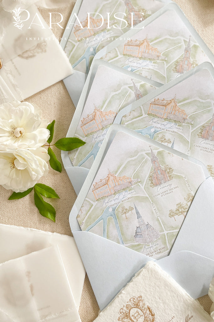 Light Sky Envelopes and Custom Watercolor Map Liners