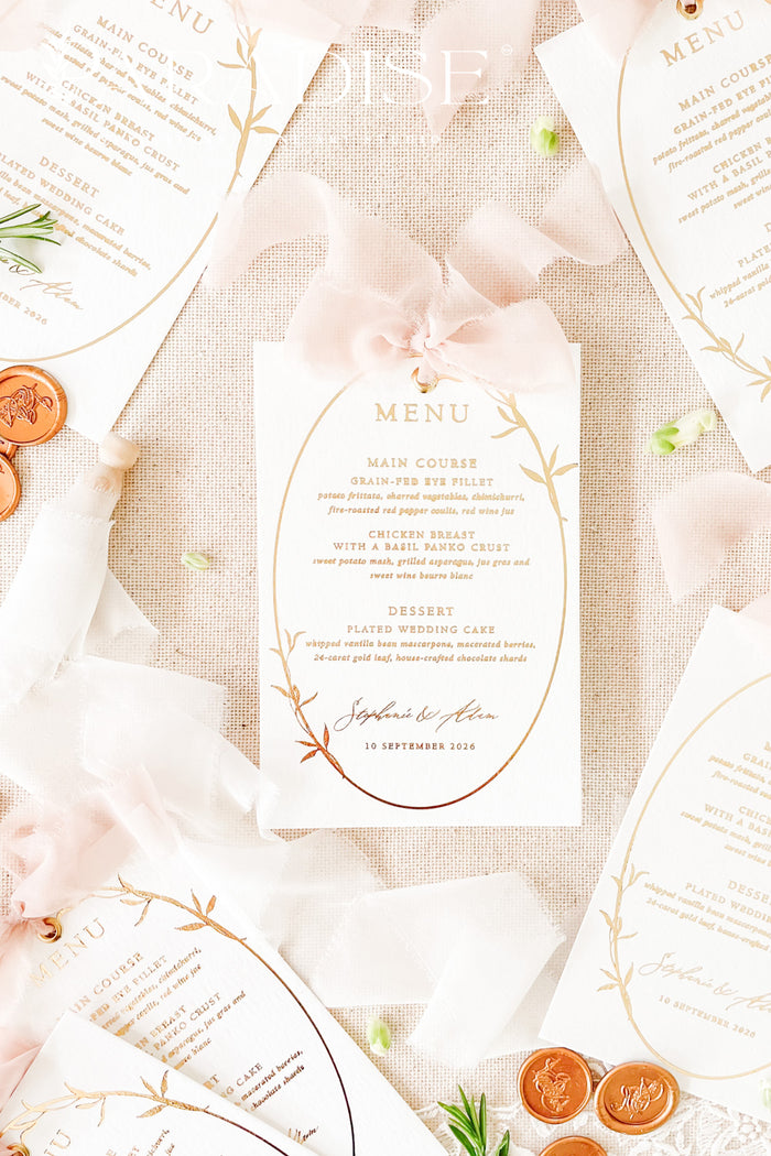 Kennedy Real Gold Foil Wedding Menus