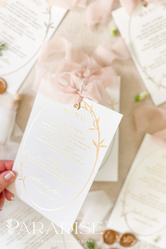 Kennedy Real Gold Foil Wedding Menus