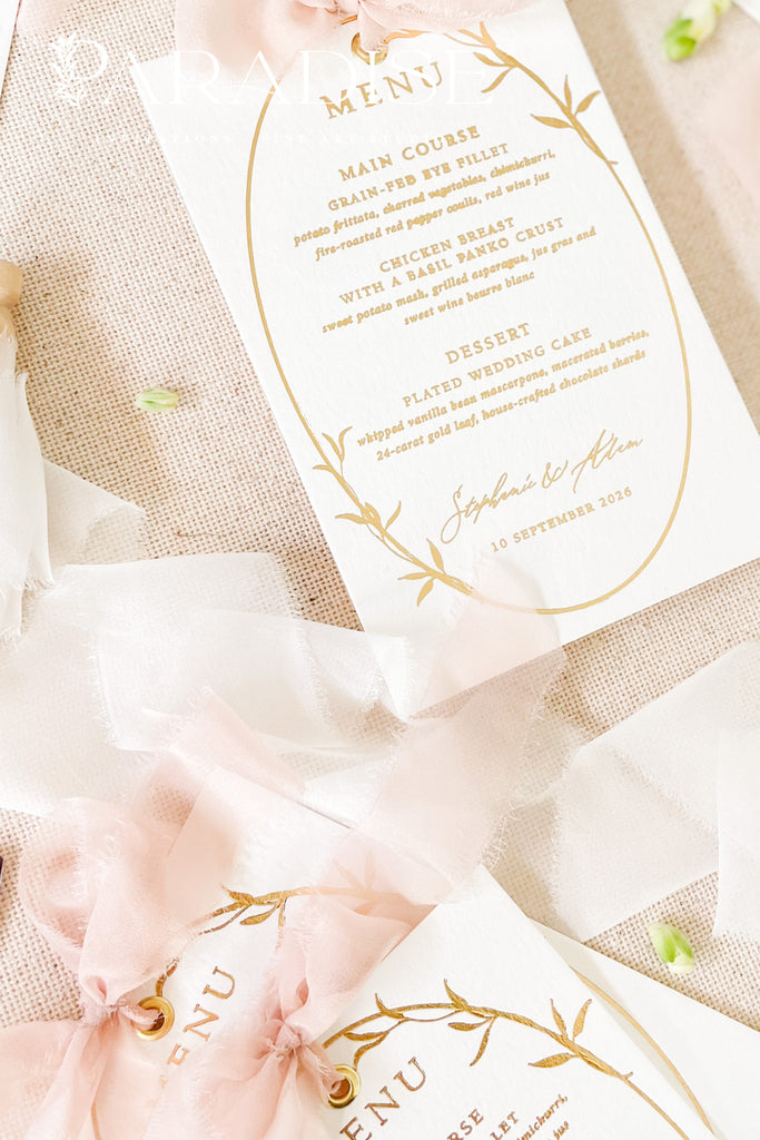 Kennedy Real Gold Foil Wedding Menus