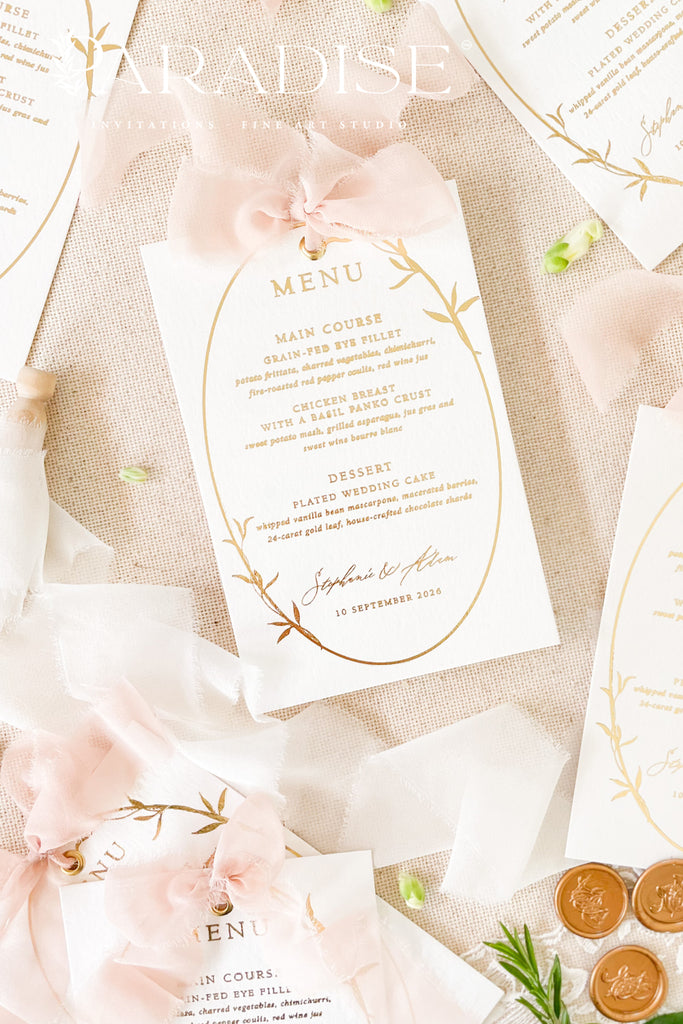 Kennedy Real Gold Foil Wedding Menus