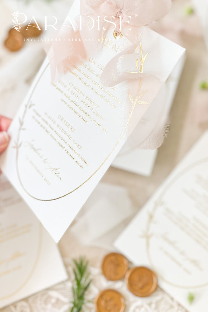 Kennedy Real Gold Foil Wedding Menus