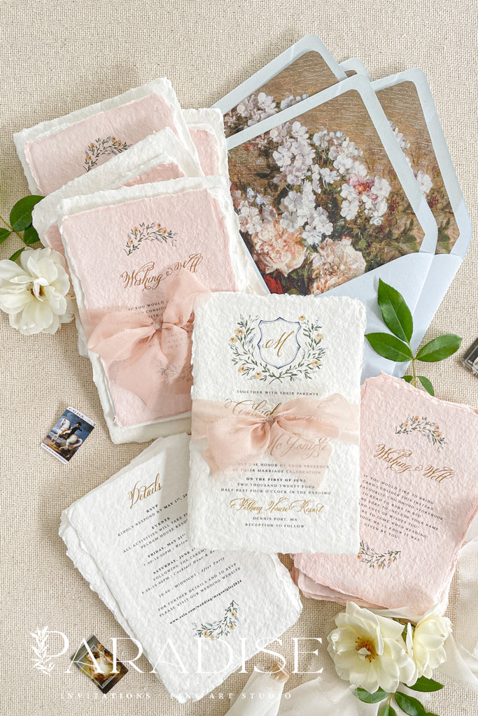 Unique Handmade Paper Wedding Invitation Sets