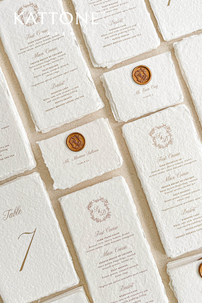 Savannah Handmade Paper Wedding Menus