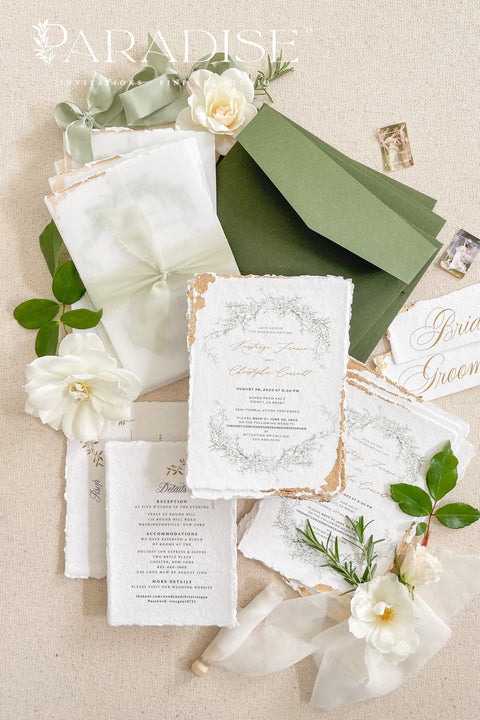 Announce your special day with the serene beauty of our garden wedding stationery set. This collection features a delicate golden leaf on each invite, adding a touch of timeless elegance and luxury. Perfect for a lush garden ceremony, an intimate outdoor reception, or any couple who appreciates a subtle yet romantic and sophisticated aesthetic. The unique design of this timeless romantic stationery is sure to set a beautiful and memorable tone for your celebration.