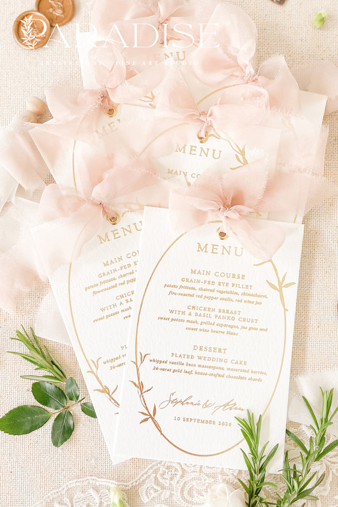 Kennedy Real Gold Foil Wedding Menus