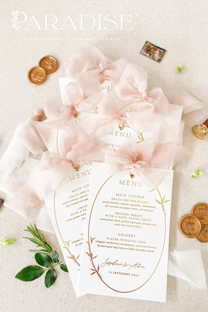 Kennedy Real Gold Foil Wedding Menus