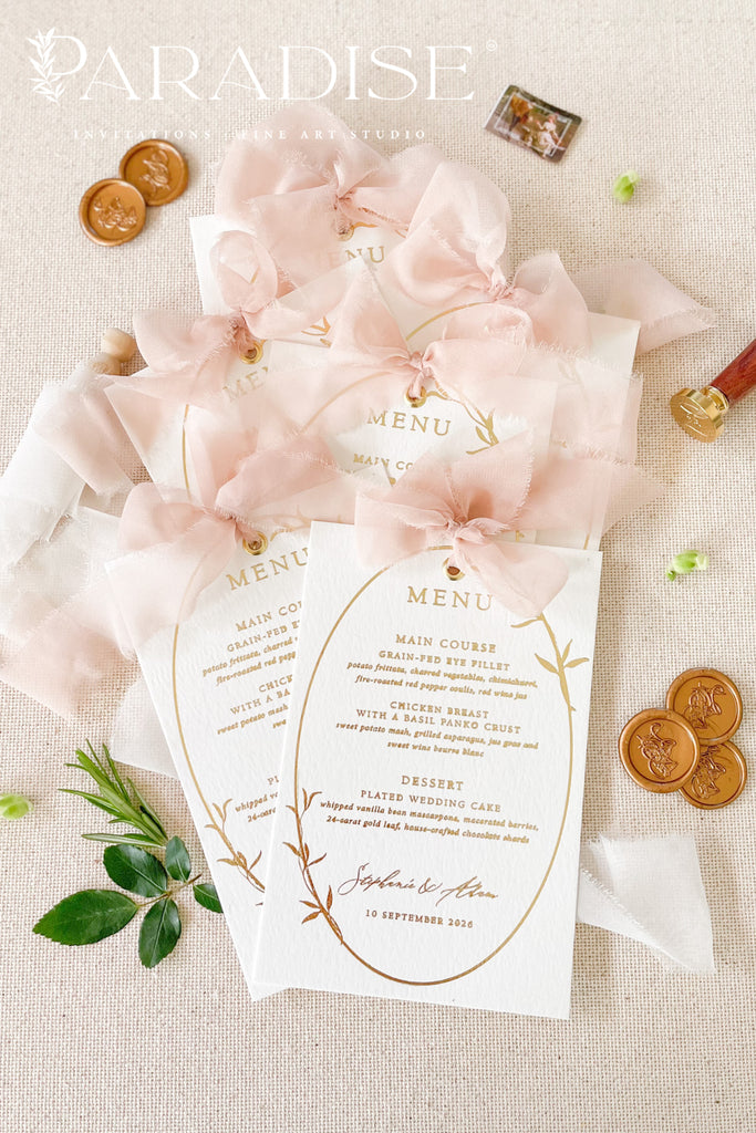 Kennedy Real Gold Foil Wedding Menus