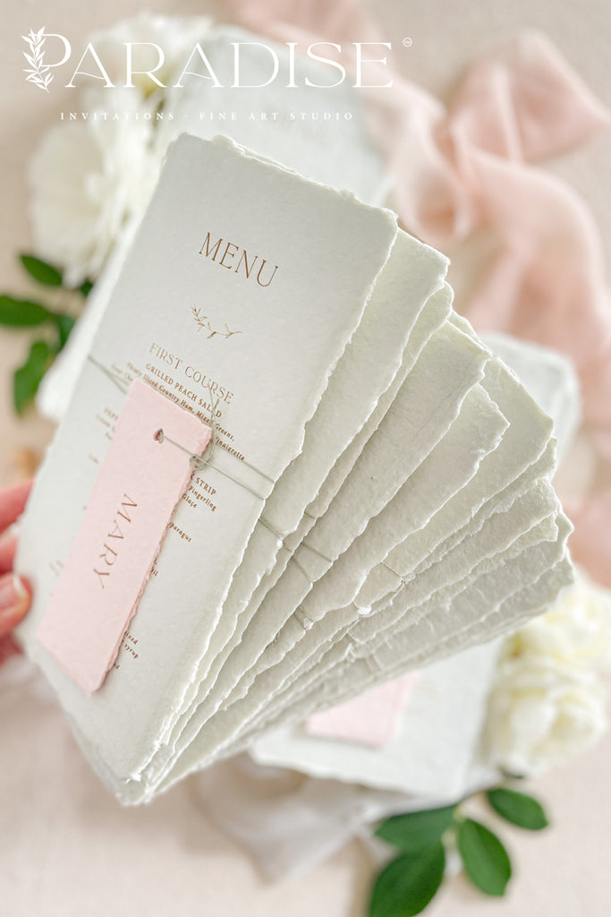 Maia Handmade Paper Wedding Menus